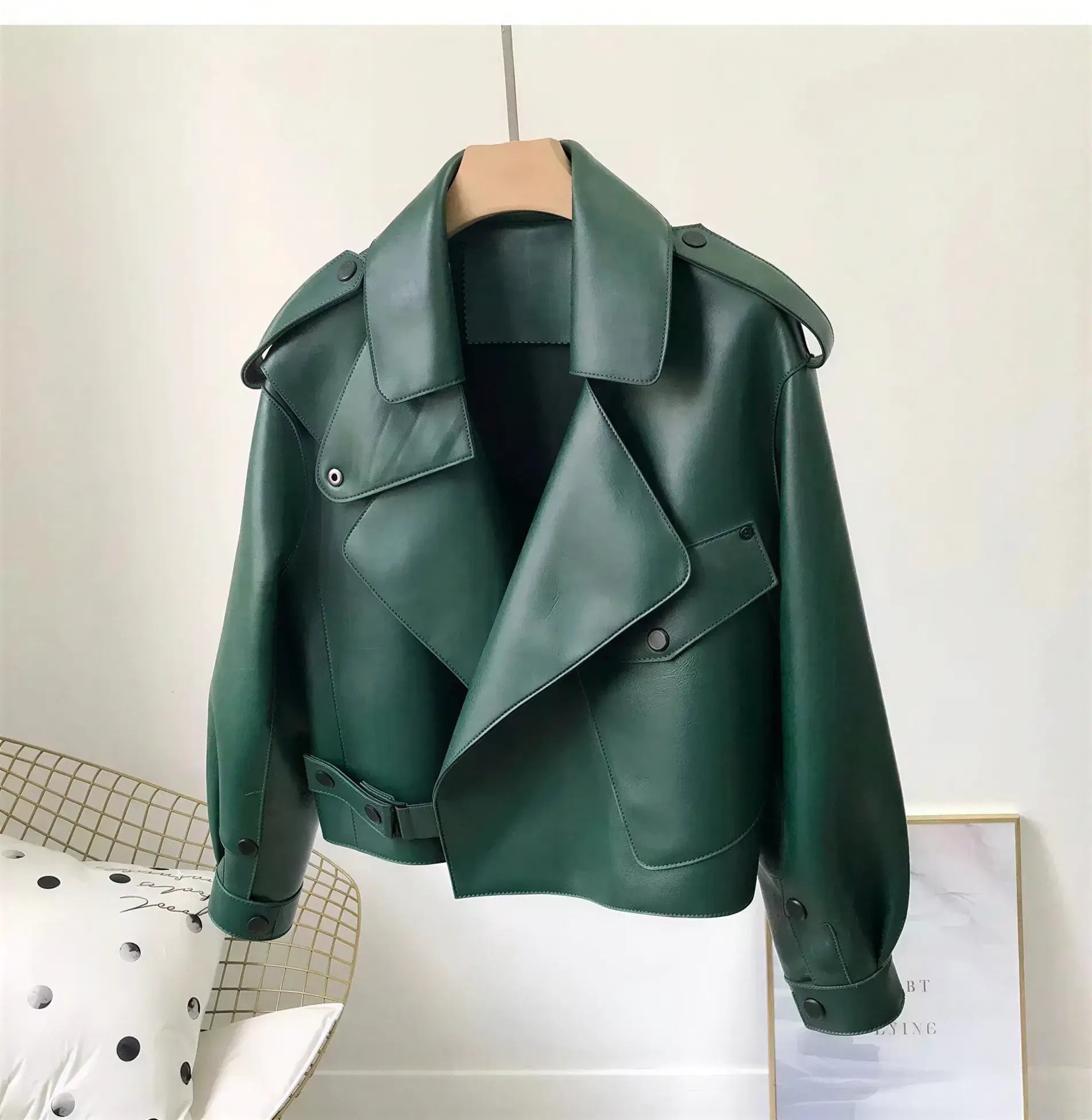 Women's Cropped Sheepskin Leather Bomber Jacket - Waterproof & Windproof - Windia