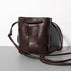 Women's Leather Woven Bucket Bag | Shoulder Bag - Windia