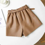 Women's High Waist Leather Shorts | Wide Leg Sheepskin - Windia