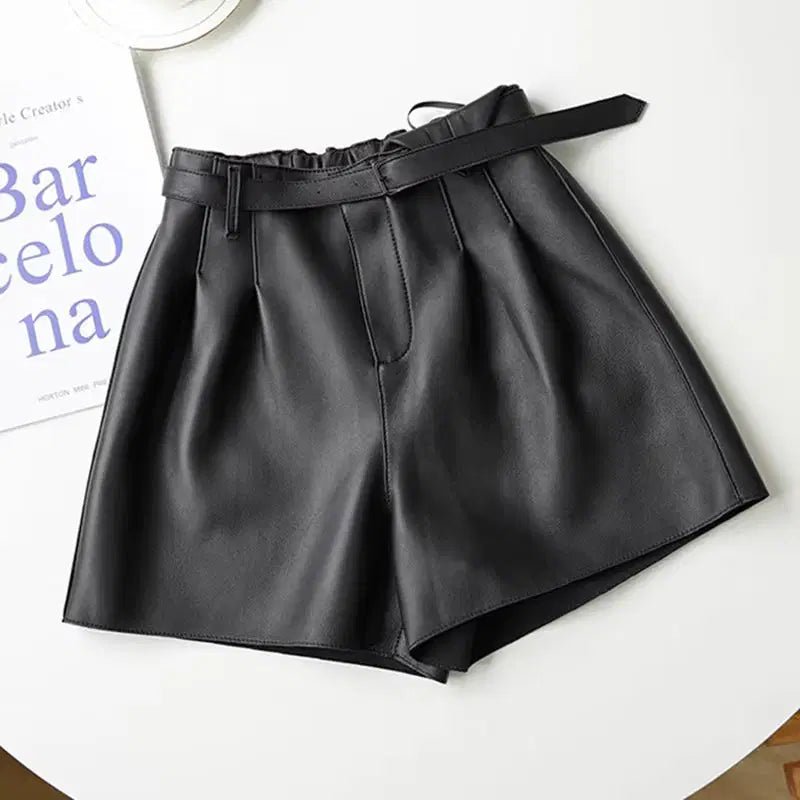 Women's High Waist Leather Shorts Wide Leg Shorts M Windia