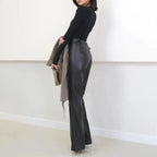 Women's High Waist Straight Leg Genuine Leather Pants XS Windia
