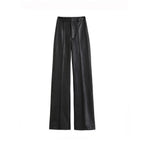 Women's High Waist Straight Leg Genuine Leather Pants XS Windia