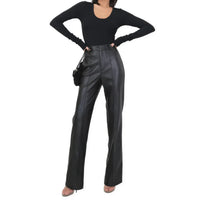 Women's High Waist Straight Leg Genuine Leather Pants XS Windia