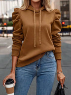 Women's Hooded Casual Sweatshirt – puff sleeve drawstring hoodie - Windia