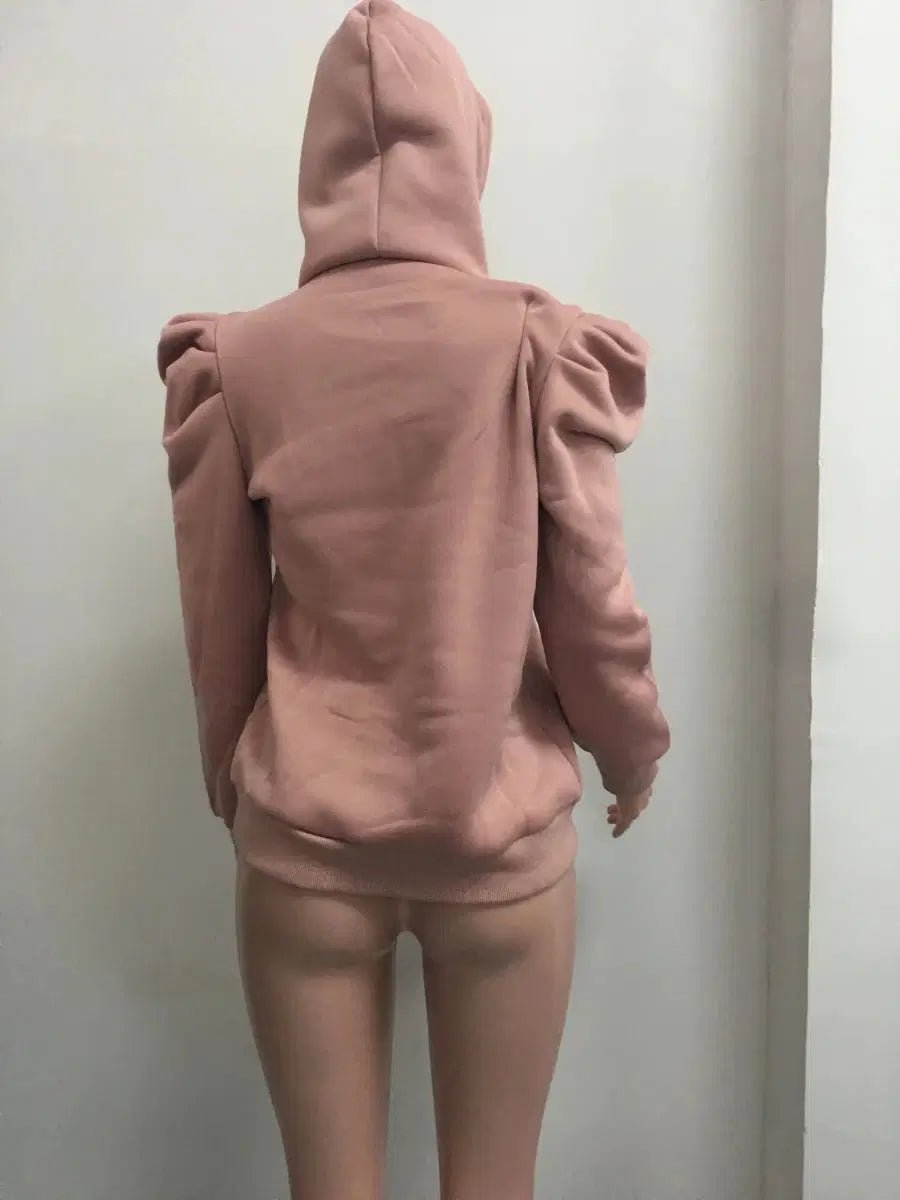 Women's Hooded Casual Sweatshirt – puff sleeve drawstring hoodie - Windia