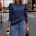 Women's Hooded Casual Sweatshirt – puff sleeve drawstring hoodie - Windia