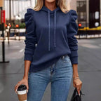 Women's Hooded Casual Sweatshirt – puff sleeve drawstring hoodie - Windia
