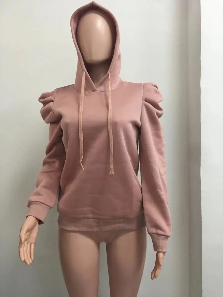 Women's Hooded Casual Sweatshirt – puff sleeve drawstring hoodie - Windia