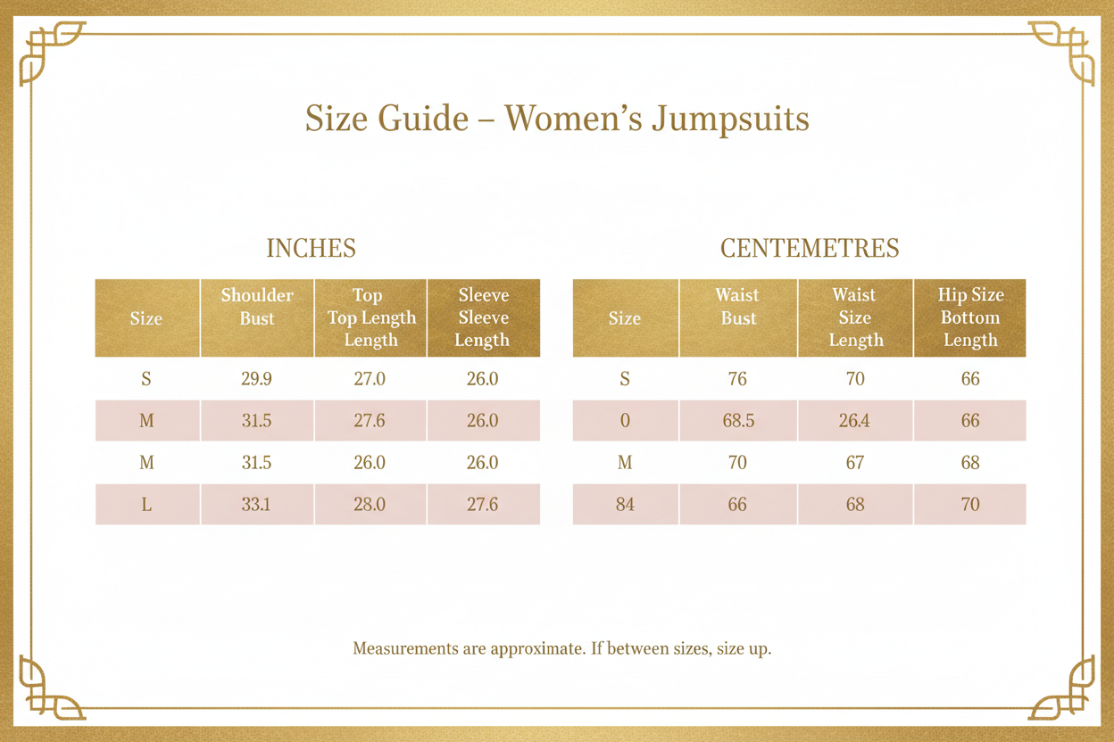 Women's Jumpsuit Size Chart