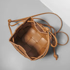 Women's Leather Woven Bucket Bag | Shoulder Bag Red Windia