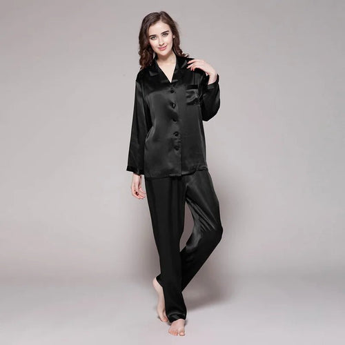 Women's Mulberry Silk Pajama Set | Long Sleeve 2-Piece Sleepwear - Windia