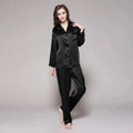 Women's Mulberry Silk Pajama Set | Long Sleeve 2-Piece Sleepwear Black Windia