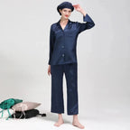 Women's Mulberry Silk Pajama Set | Long Sleeve 2-Piece Sleepwear Black Windia