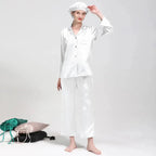 Women's Mulberry Silk Pajama Set | Long Sleeve 2-Piece Sleepwear White Windia