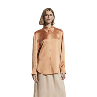 Women's Pearl Silk Satin Lapel Shirt | Luxury Blouse - Windia