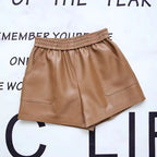 Women's Sheepskin Leather Wide-Leg Shorts | Genuine Leather | Camel & Black | S–3XL S Windia
