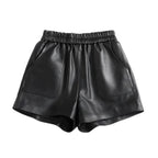 Women's Sheepskin Leather Wide-Leg Shorts | Genuine Leather | Camel & Black | S–3XL S Windia