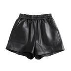 Women's Sheepskin Leather Wide-Leg Shorts | Genuine Leather | Camel & Black | S–3XL S Windia