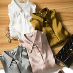Women's Silk Satin Shirt | Long Sleeve Loose Blouse M Windia