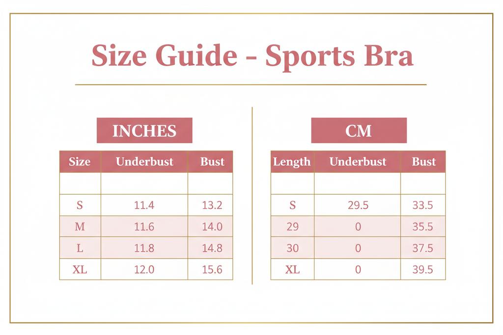 Women's Sports Bra Size Guide