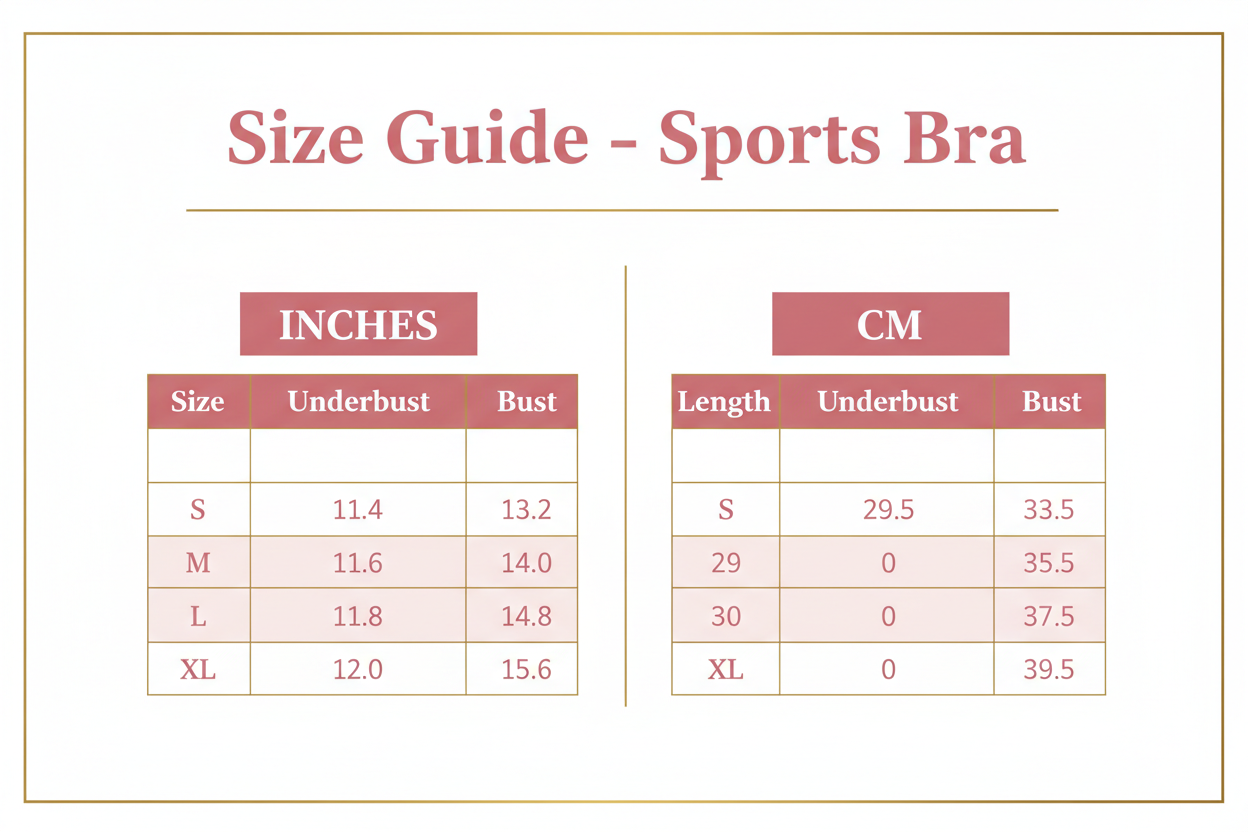 Women's Sports Bra Size Guide