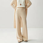 Women's Wool Cashmere Knitted Wide Leg Pants – High Waist Loose Straight Trousers Windia