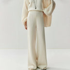 Women's Wool Cashmere Knitted Wide Leg Pants – High Waist Loose Straight Trousers Windia
